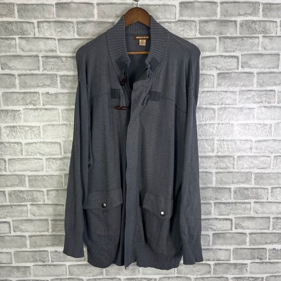 Men's Gray Zip Up Sweater - Picture 1 of 9